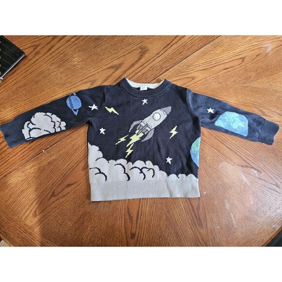 Baby Gap 3T Sweater Outer Space Rocket Theme 100% Cotton - Picture 2 of 4